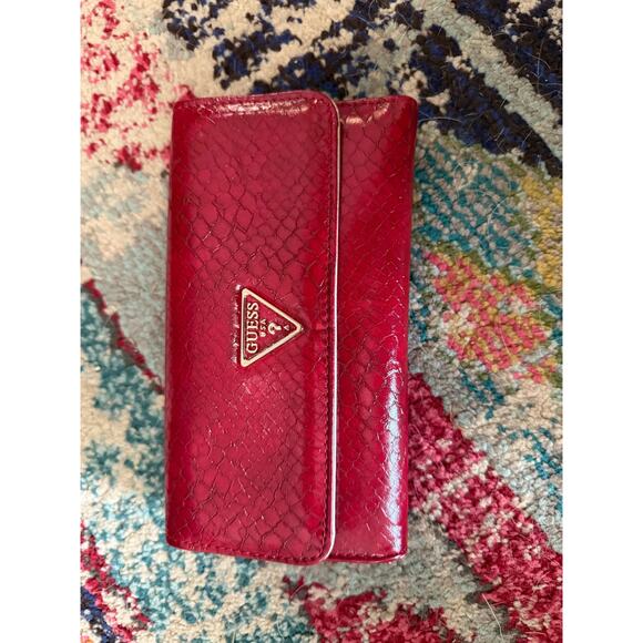 Guess Red Snake Print Tote Bag with Matching Wallet and Pouch Y2K - Picture 6 of 8